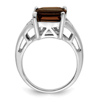 Load image into Gallery viewer, Sterling Silver Rhodium Smoky Quartz Ring
