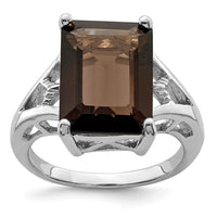 Load image into Gallery viewer, Sterling Silver Rhodium Smoky Quartz Ring
