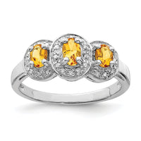 Load image into Gallery viewer, Sterling Silver Rhodium Citrine &amp; Diamond Ring
