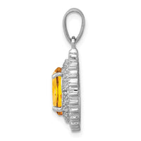 Load image into Gallery viewer, Sterling Silver Rhodium Citrine &amp; Diamond Pendant
