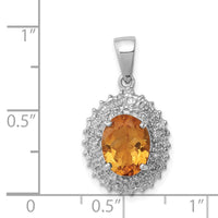 Load image into Gallery viewer, Sterling Silver Rhodium Citrine &amp; Diamond Pendant
