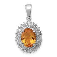 Load image into Gallery viewer, Sterling Silver Rhodium Citrine &amp; Diamond Pendant
