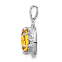 Load image into Gallery viewer, Sterling Silver Rhodium-plated Citrine &amp; Diamond Pendant
