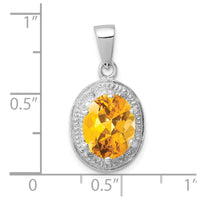 Load image into Gallery viewer, Sterling Silver Rhodium-plated Citrine &amp; Diamond Pendant
