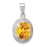 Load image into Gallery viewer, Sterling Silver Rhodium-plated Citrine &amp; Diamond Pendant
