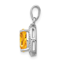 Load image into Gallery viewer, Sterling Silver Rhodium Citrine &amp; Diamond Pendant
