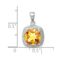 Load image into Gallery viewer, Sterling Silver Rhodium Citrine &amp; Diamond Pendant
