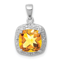 Load image into Gallery viewer, Sterling Silver Rhodium Citrine &amp; Diamond Pendant
