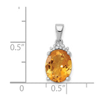 Load image into Gallery viewer, Sterling Silver Rhodium Citrine &amp; Diamond Pendant
