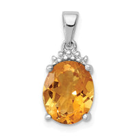Load image into Gallery viewer, Sterling Silver Rhodium Citrine &amp; Diamond Pendant
