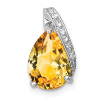Load image into Gallery viewer, Sterling Silver Rhodium Pear Citrine Pendant
