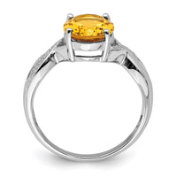 Load image into Gallery viewer, Sterling Silver Rhodium Citrine &amp; Diamond Ring
