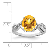 Load image into Gallery viewer, Sterling Silver Rhodium Citrine &amp; Diamond Ring
