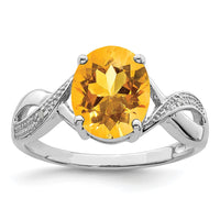 Load image into Gallery viewer, Sterling Silver Rhodium Citrine &amp; Diamond Ring
