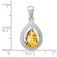Load image into Gallery viewer, Sterling Silver Rhodium Citrine &amp; Diamond Pendant
