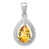 Sterling Silver Rhodium Citrine & Diamond Pendant