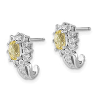 Load image into Gallery viewer, Sterling Silver Diamond &amp; Oval Lemon Quartz Earrings
