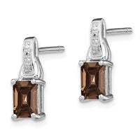 Load image into Gallery viewer, Sterling Silver Rhodium-plated Diamond and Smoky Quartz Earrings
