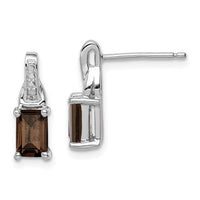 Load image into Gallery viewer, Sterling Silver Rhodium-plated Diamond and Smoky Quartz Earrings
