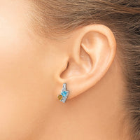 Load image into Gallery viewer, Sterling Silver Rhodium-plated Blue Topaz and Citrine Diamond Earrings

