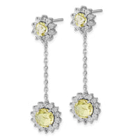 Load image into Gallery viewer, Sterling Silver Polished Diamond &amp; Lemon Quartz Dangle Earrings
