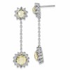 Sterling Silver Polished Diamond & Lemon Quartz Dangle Earrings