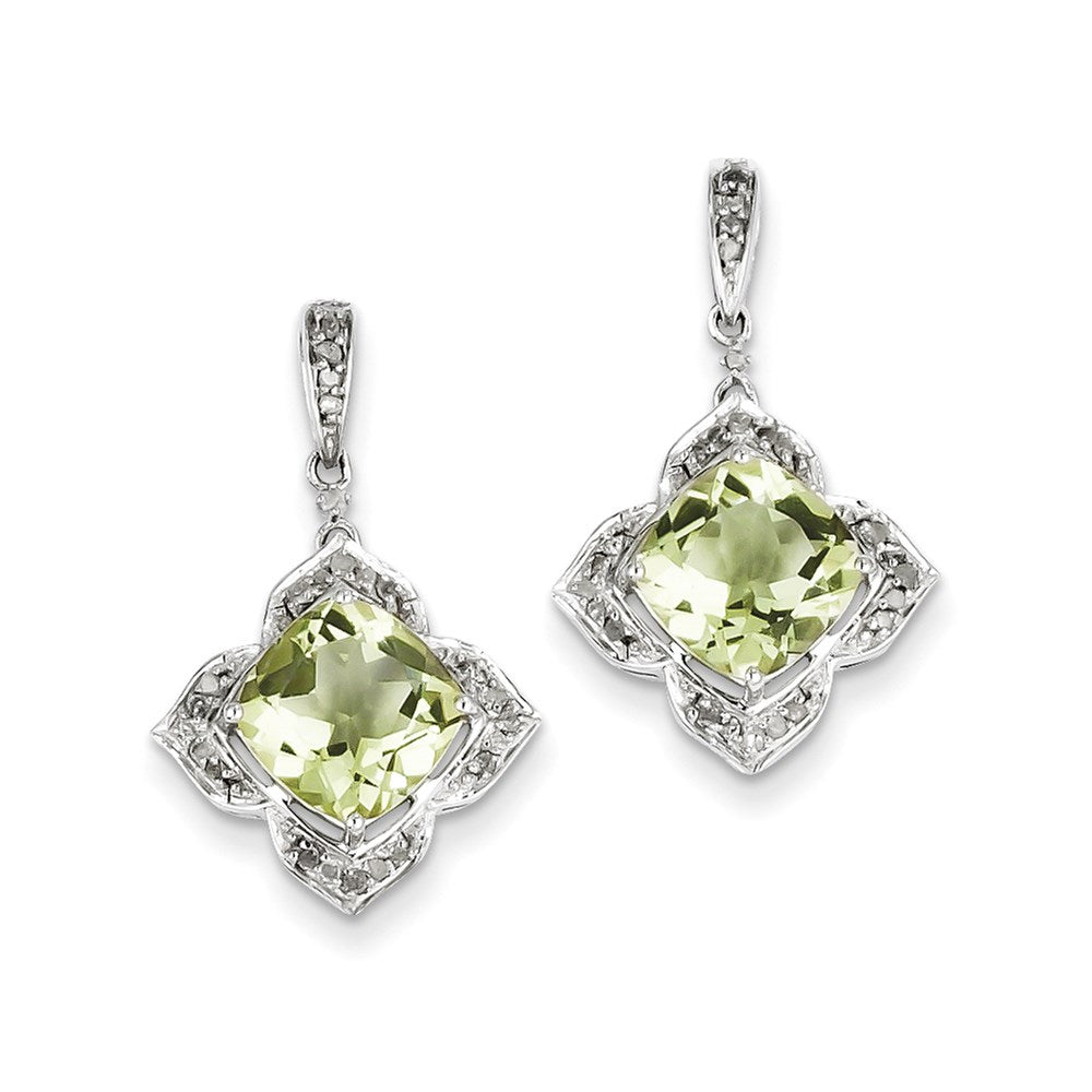 Sterling Silver Diamond & Lemon Quartz Earrings