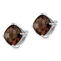 Load image into Gallery viewer, Sterling Silver Rhodium-plated Smoky Quartz Earrings
