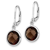 Load image into Gallery viewer, Sterling Silver Rhodium-plated Smoky Quartz Earrings
