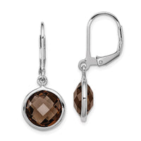 Load image into Gallery viewer, Sterling Silver Rhodium-plated Smoky Quartz Earrings
