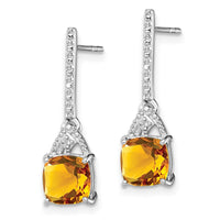 Load image into Gallery viewer, Sterling Silver Rhodium Plated Diamond and Citrine Post Earrings
