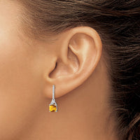 Load image into Gallery viewer, Sterling Silver Rhodium Plated Diamond and Citrine Post Earrings
