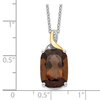 Load image into Gallery viewer, Brilliant Gemstones Sterling Silver with 14K Accent Rhodium-plated Smoky Quartz and Diamond 18 Inch Necklace with 2 Inch Extender
