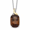 Brilliant Gemstones Sterling Silver with 14K Accent Rhodium-plated Smoky Quartz and Diamond 18 Inch Necklace with 2 Inch Extender