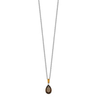 Load image into Gallery viewer, Brilliant Gemstones Sterling Silver with 14K Accent Rhodium-plated Smoky Quartz and Citrine Necklace
