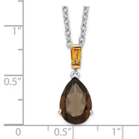 Load image into Gallery viewer, Brilliant Gemstones Sterling Silver with 14K Accent Rhodium-plated Smoky Quartz and Citrine Necklace
