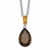 Brilliant Gemstones Sterling Silver with 14K Accent Rhodium-plated Smoky Quartz and Citrine Necklace