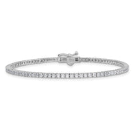 Load image into Gallery viewer, Sterling Shimmer Sterling Silver Rhodium-plated 2mm CZ 93 Stone 8 inch Bracelet
