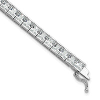 Load image into Gallery viewer, Sterling Silver Rhodium Plated CZ 47 Stone 8in Bracelet
