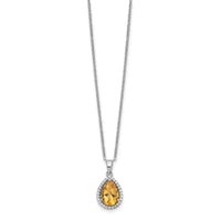 Load image into Gallery viewer, Sterling Silver Rhodium Polished Citrine &amp; CZ Necklace

