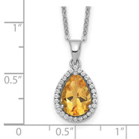 Load image into Gallery viewer, Sterling Silver Rhodium Polished Citrine &amp; CZ Necklace
