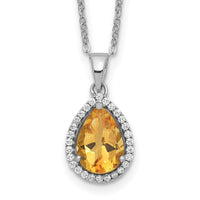 Load image into Gallery viewer, Sterling Silver Rhodium Polished Citrine &amp; CZ Necklace
