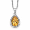 Sterling Silver Rhodium Polished Citrine & CZ Necklace