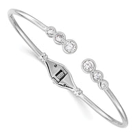 Load image into Gallery viewer, Sterling Silver Rhodium-plated CZ Hinged Bangle Cuff Bracelet

