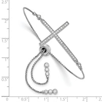 Load image into Gallery viewer, Sterling Silver Rhodium-plated CZ Polished Adjustable Cross Bracelet
