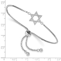 Load image into Gallery viewer, Sterling Silver Rhodium-plated CZ Star of David Adjustable Bracelet
