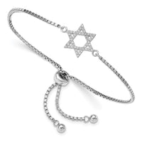 Load image into Gallery viewer, Sterling Silver Rhodium-plated CZ Star of David Adjustable Bracelet
