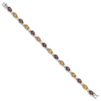 Load image into Gallery viewer, Sterling Silver Rhod-pltd Smoky Quartz/Citrine/Wh.Topaz Bracelet
