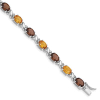 Load image into Gallery viewer, Sterling Silver Rhod-pltd Smoky Quartz/Citrine/Wh.Topaz Bracelet

