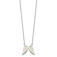 Load image into Gallery viewer, Sterling Silver Rhod-plated Created Opal Wings w/1.5in ext Necklace
